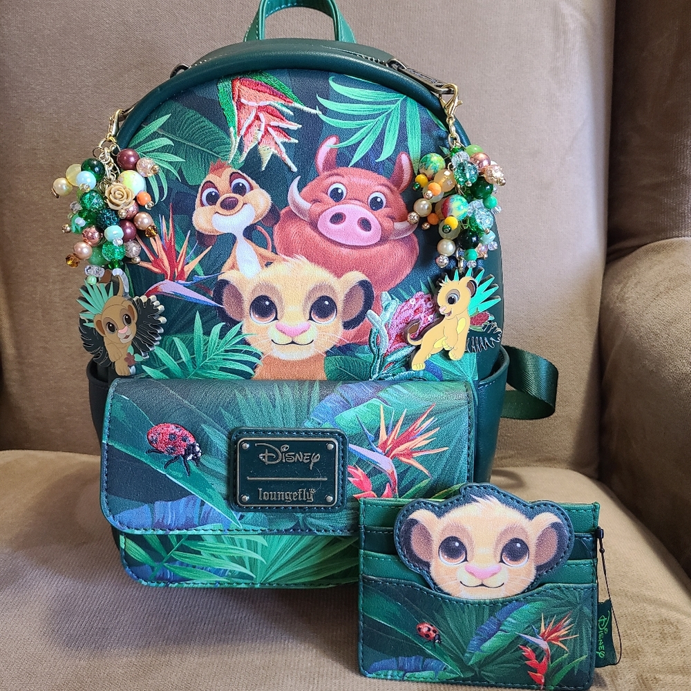 Loungefly Disney The Lion King Tropical Trio Backpack, Cardholder & Keychains